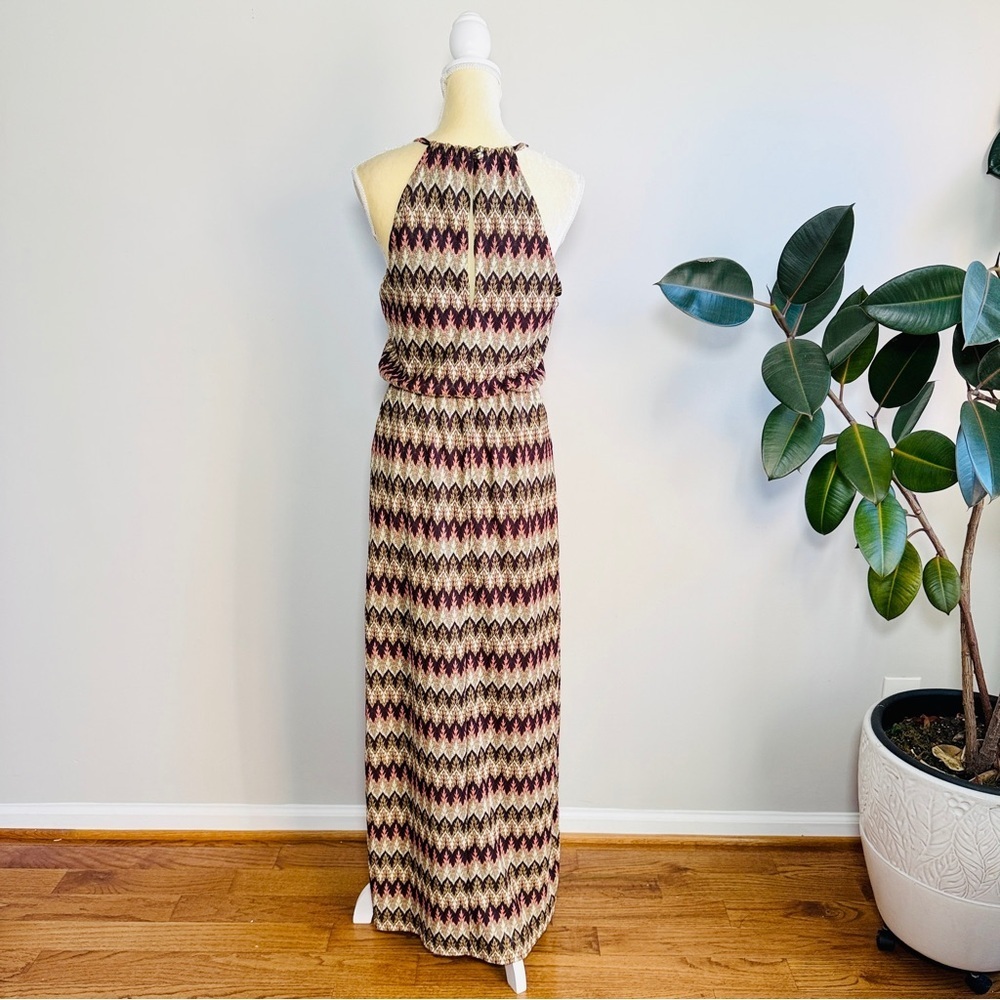 Boston Proper zigzag pattern halter maxi dress with side slits - Picture 6 of 9